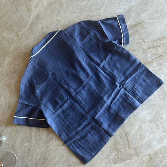 GapBody Washable Linen Top - Blue Linen PJ Top - Size M - Picture 6 of 8